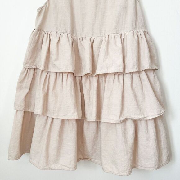 En Saison Viggo Sleeveless Tiered Mini Dress Womens Medium Beige Cotton Natural - Picture 8 of 16
